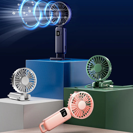 Clearance_2024 New Arrival Wind Cooling Hand Mini Usb Fan Portable 5 Speed Personal Pocket Rechargeable Handheld with Hook_Conti