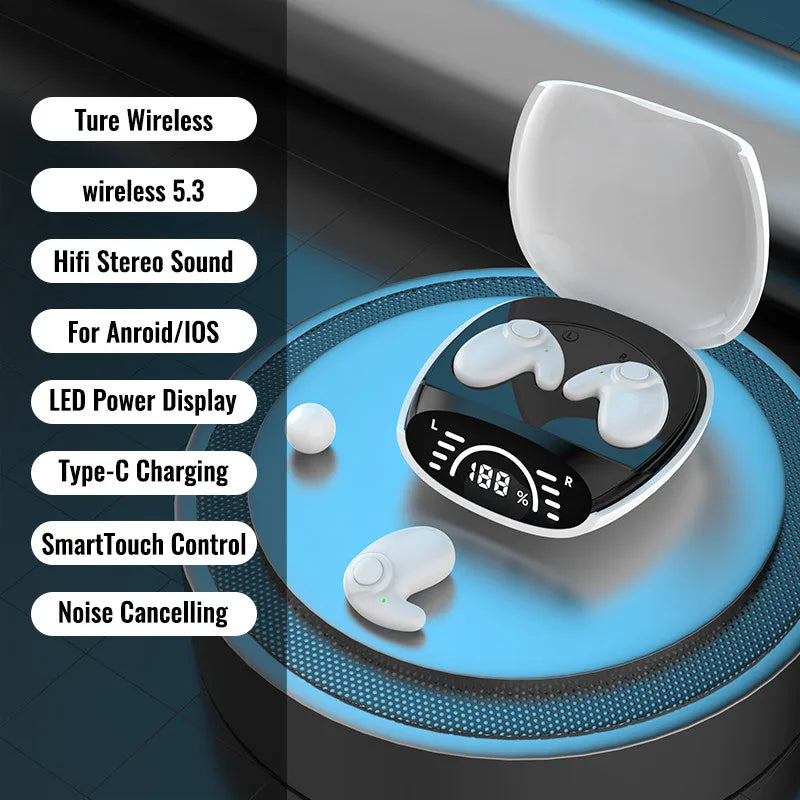 Invisible Earbuds Sleep Headphones Bluetooth 5.3 Noise Reduction Earbuds TWS Wireless Headsets Sport Stereo Earphones for Phone