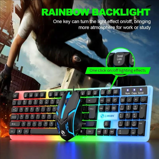 GTX350 Gaming Keyboard Mouse Combos Computer Laptop Backlight Gamer Kit LED Wired Usb Keyboard GTX350 Set-Black