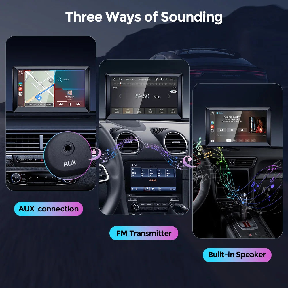 Wireless carplay android auto Portable Car Radio Multimedia Video Player Universal 7 inch Touch Screen With FM Rear View Camera