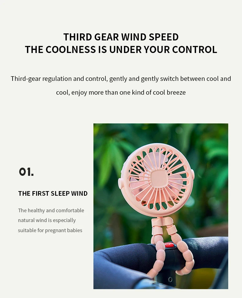 New Multifunctional Childrens Stroller Mini Fan Portable USB Charging Small Fan Mobile Phone Holder Outdoor Handheld Octopus Fan