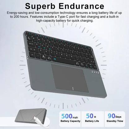 2-in-1 Multifunctional Folding Bluetooth Keyboard with Touchpad & Phone Holder for Tablet/Phone/PC Touch Portable Keyboard