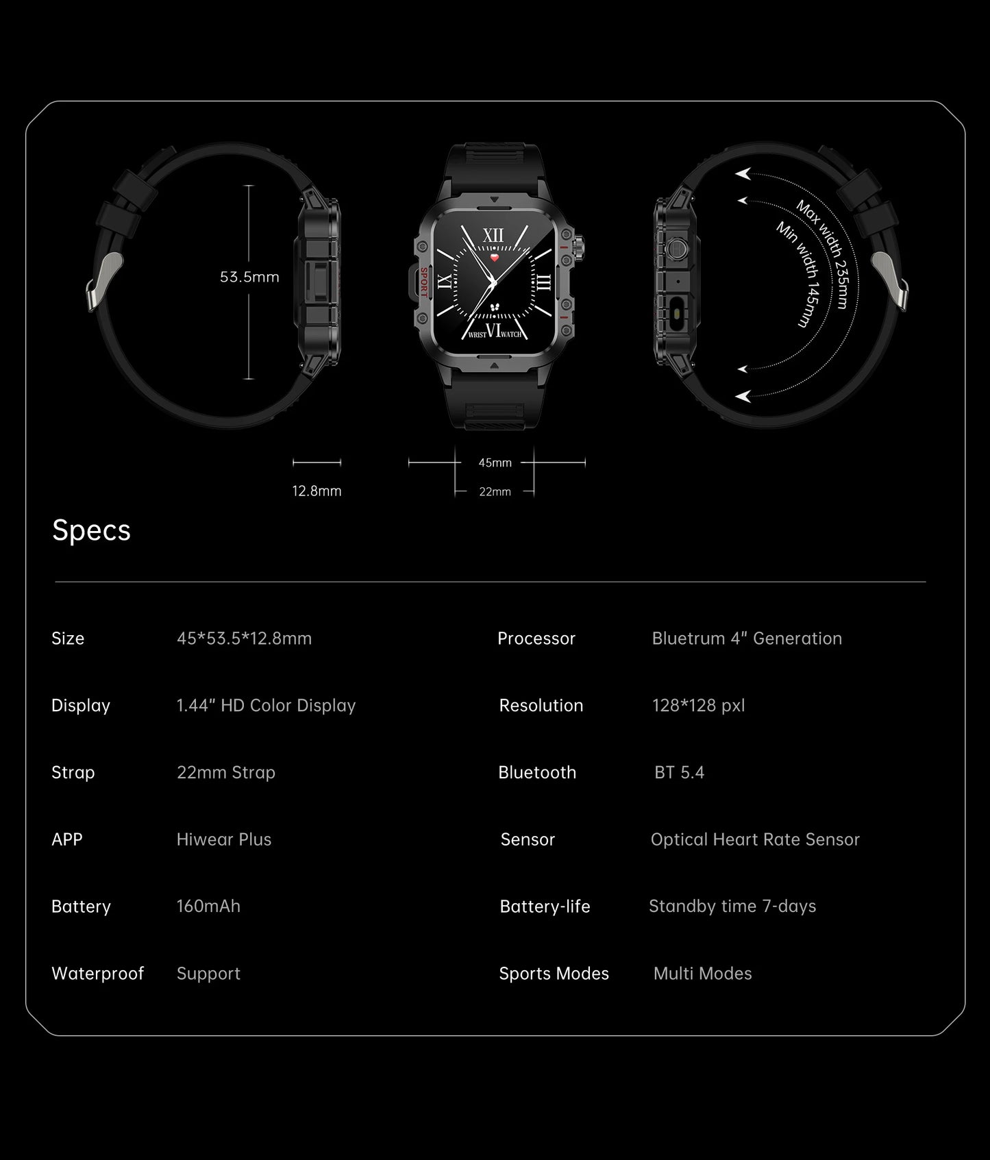 2024 Smart Watch Android Phone 1.44'' Inch Color Screen Bluetooth Call Blood Oxygen/Pressure Monitoring Smart Watch Women Men