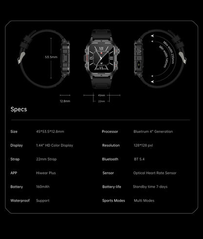 2024 Smart Watch Android Phone 1.44'' Inch Color Screen Bluetooth Call Blood Oxygen/Pressure Monitoring Smart Watch Women Men