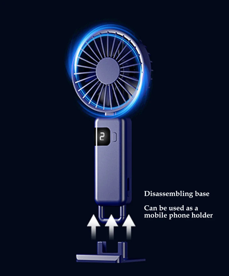 Clearance_2024 New Arrival Wind Cooling Hand Mini Usb Fan Portable 5 Speed Personal Pocket Rechargeable Handheld with Hook_Conti