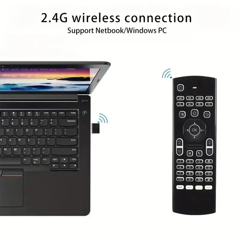 MRSVI 2.4GHz Wireless MX3 Air Mouse Remote Control Backlit IR Learning Mini Keyboard for PC,Android TV Box