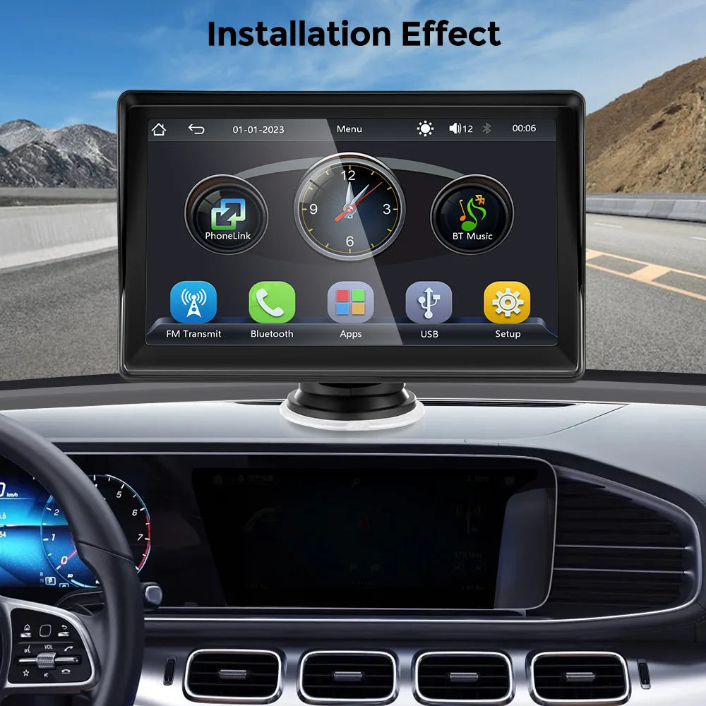 Wireless carplay android auto Portable Car Radio Multimedia Video Player Universal 7 inch Touch Screen With FM Rear View Camera
