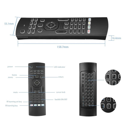 MRSVI 2.4GHz Wireless MX3 Air Mouse Remote Control Backlit IR Learning Mini Keyboard for PC,Android TV Box
