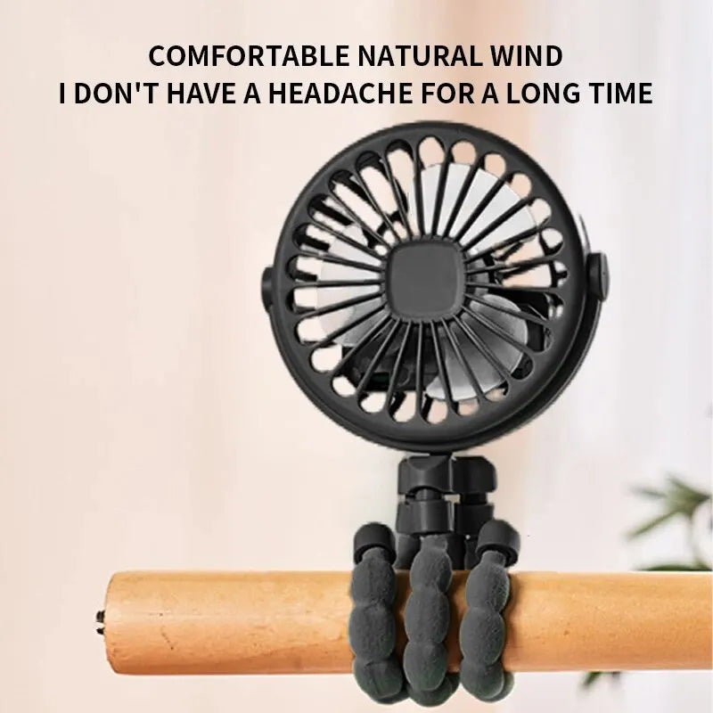 New Multifunctional Childrens Stroller Mini Fan Portable USB Charging Small Fan Mobile Phone Holder Outdoor Handheld Octopus Fan