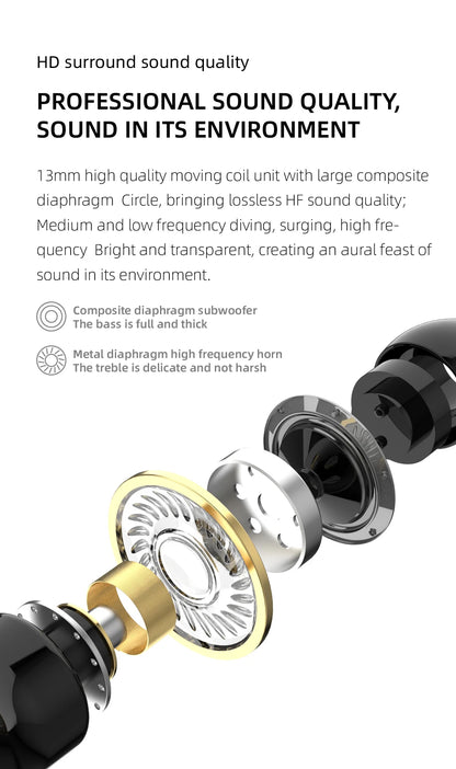 Bluetooth 5.2 Earphone Waterproof Wireless Headphones with Mic Mini Ear Hooks HiFi Stereo Music Earbuds for Phone
