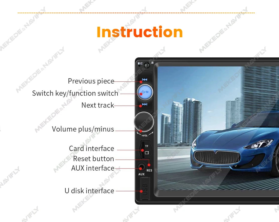 7 Inch HD Touch Screen Intelligent System Car Radio Multimedia Player For Universal Autoradio MP5 Camera TF Card Mirror Link USB