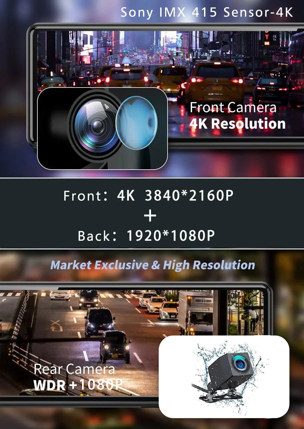 11.26" UHD 4K 2160P Car Dvr GPS WIFI Mirror Dash Cam Dual Lens Dashcam IPS Screen Camera Drive Recorder Stream RearView Mirror
