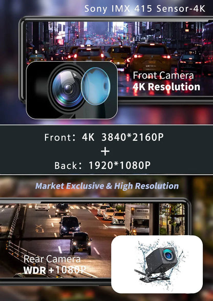 11.26" UHD 4K 2160P Car Dvr GPS WIFI Mirror Dash Cam Dual Lens Dashcam IPS Screen Camera Drive Recorder Stream RearView Mirror