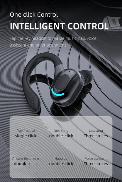Bluetooth 5.2 Earphone Waterproof Wireless Headphones with Mic Mini Ear Hooks HiFi Stereo Music Earbuds for Phone