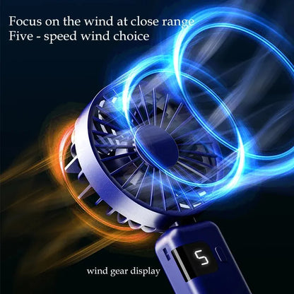 Clearance_2024 New Arrival Wind Cooling Hand Mini Usb Fan Portable 5 Speed Personal Pocket Rechargeable Handheld with Hook_Conti