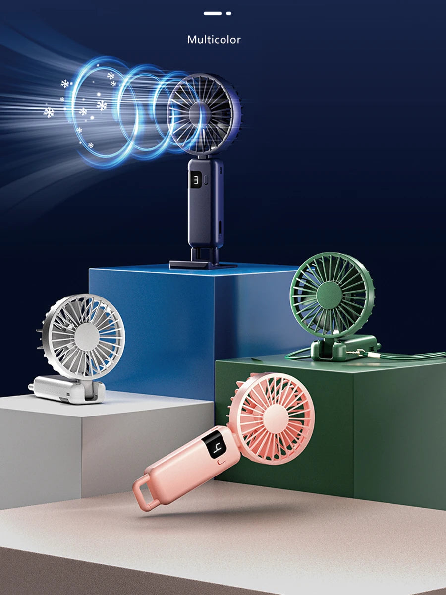 Clearance_2024 New Arrival Wind Cooling Hand Mini Usb Fan Portable 5 Speed Personal Pocket Rechargeable Handheld with Hook_Conti