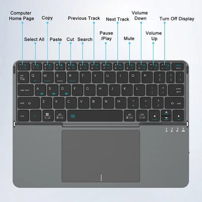 2-in-1 Multifunctional Folding Bluetooth Keyboard with Touchpad & Phone Holder for Tablet/Phone/PC Touch Portable Keyboard