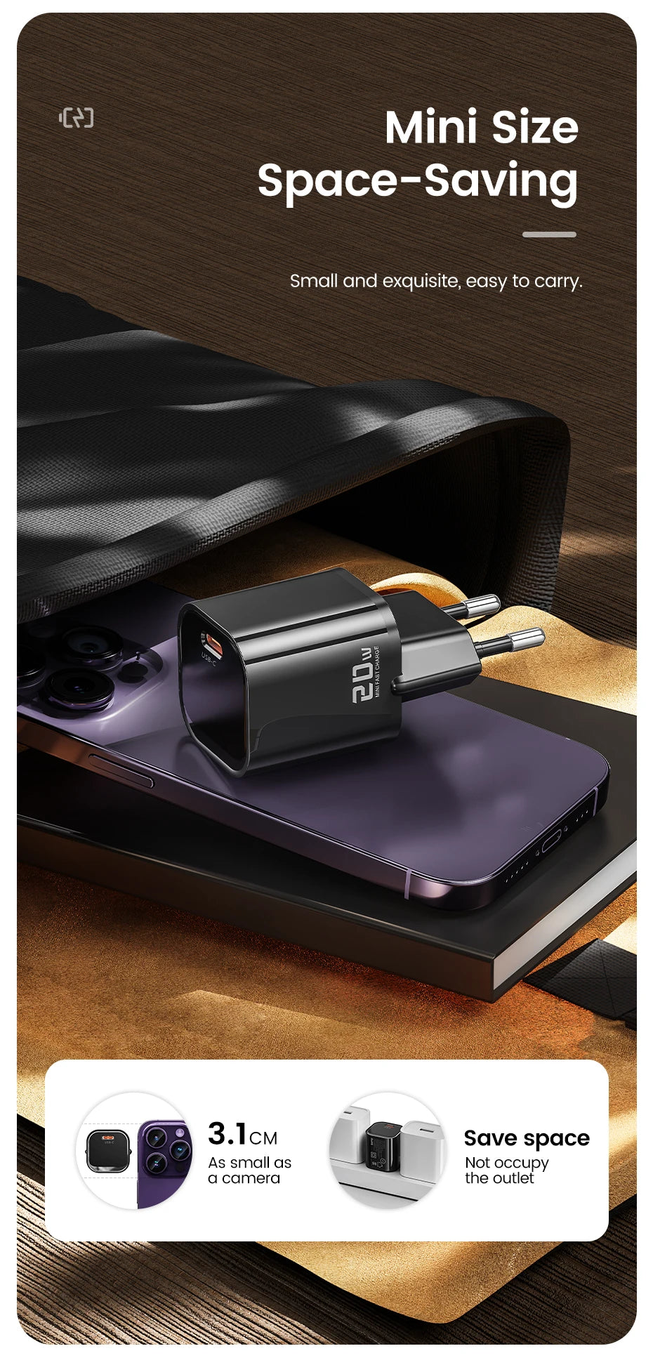 Toocki 20W Type C GaN Charger PD QC 3.0 Quick Charge USB Type C Phone Charger For iPhone 15 14 13 12 11 Pro Max iPad Charging