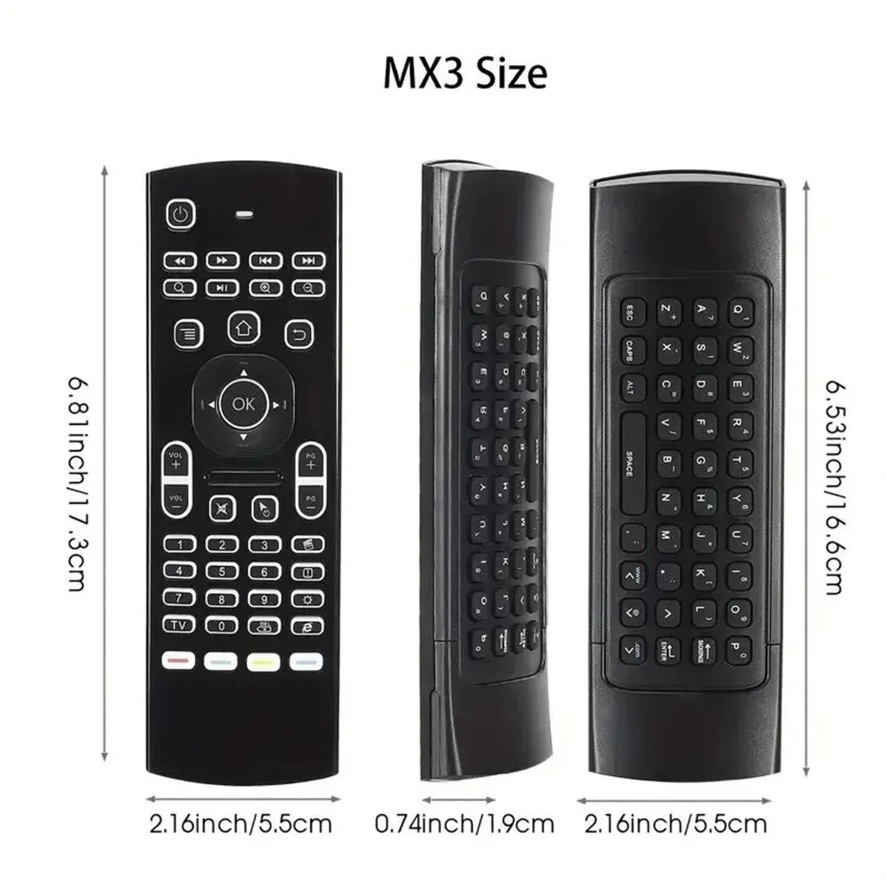 MRSVI 2.4GHz Wireless MX3 Air Mouse Remote Control Backlit IR Learning Mini Keyboard for PC,Android TV Box