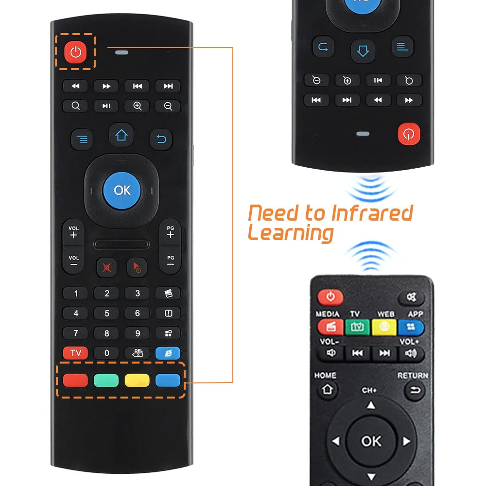 MRSVI 2.4GHz Wireless MX3 Air Mouse Remote Control Backlit IR Learning Mini Keyboard for PC,Android TV Box