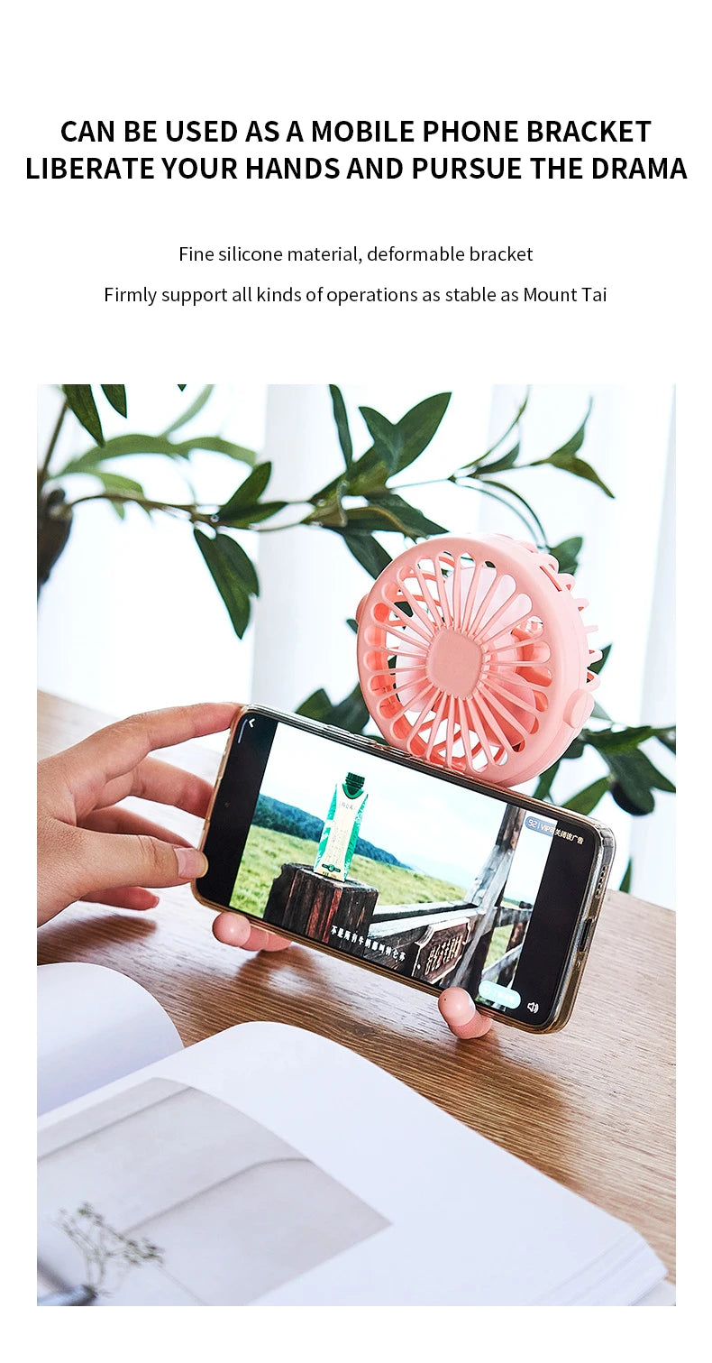New Multifunctional Childrens Stroller Mini Fan Portable USB Charging Small Fan Mobile Phone Holder Outdoor Handheld Octopus Fan