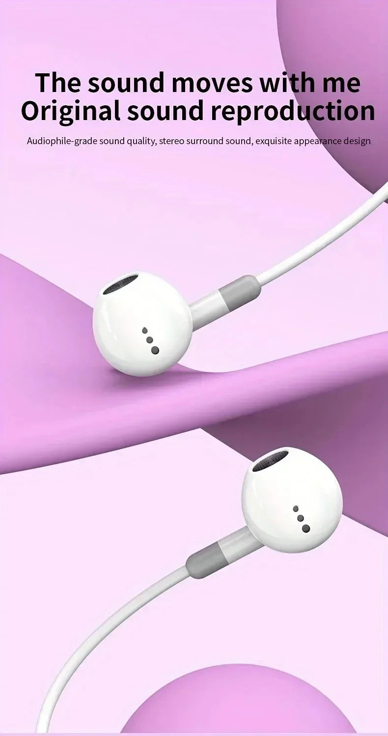 Original Wired Earphones For iPhone 17 16 15 Pro Max In-Ear Earbuds 14 13 12 Headphones For Samsung Xiaomi Headsets Accessories