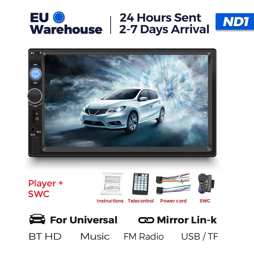 7 Inch HD Touch Screen Intelligent System Car Radio Multimedia Player For Universal Autoradio MP5 Camera TF Card Mirror Link USB