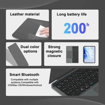 2-in-1 Multifunctional Folding Bluetooth Keyboard with Touchpad & Phone Holder for Tablet/Phone/PC Touch Portable Keyboard