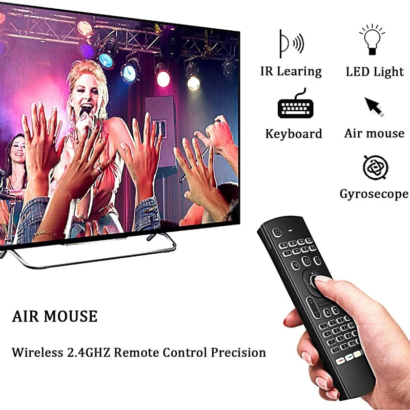 MRSVI 2.4GHz Wireless MX3 Air Mouse Remote Control Backlit IR Learning Mini Keyboard for PC,Android TV Box