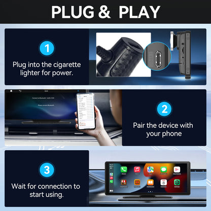 Pionray 10.26” Universal CarPlay Android Auto Car Radio Multimedia Video Player IPS Touch Screen With AUX USB Rearview Camera