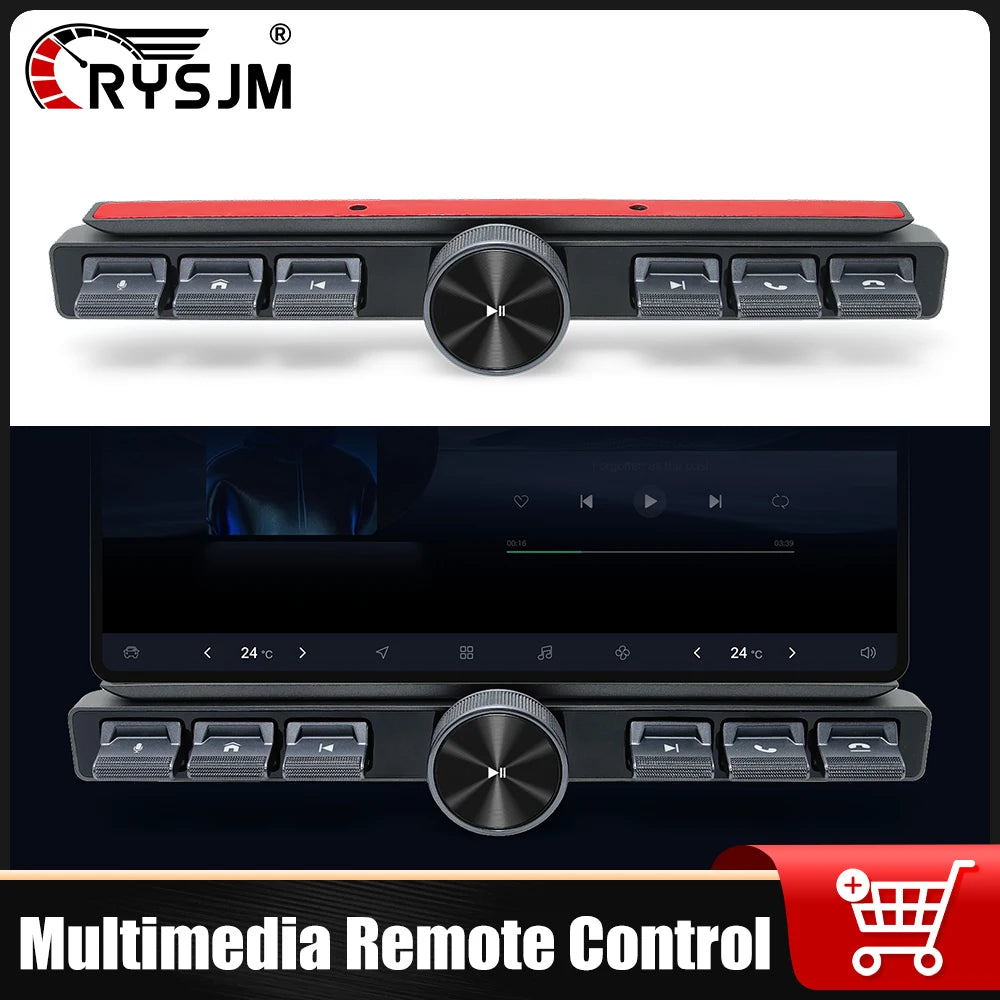 Multimedia Remote Control 7 Keys Blue LED Car Controller Volume Adjuster Phone Call Function Accessories For Navigation Player