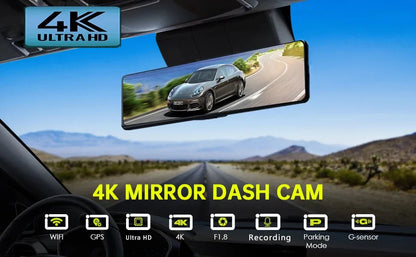 11.26" UHD 4K 2160P Car Dvr GPS WIFI Mirror Dash Cam Dual Lens Dashcam IPS Screen Camera Drive Recorder Stream RearView Mirror