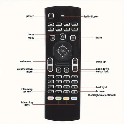 MRSVI 2.4GHz Wireless MX3 Air Mouse Remote Control Backlit IR Learning Mini Keyboard for PC,Android TV Box