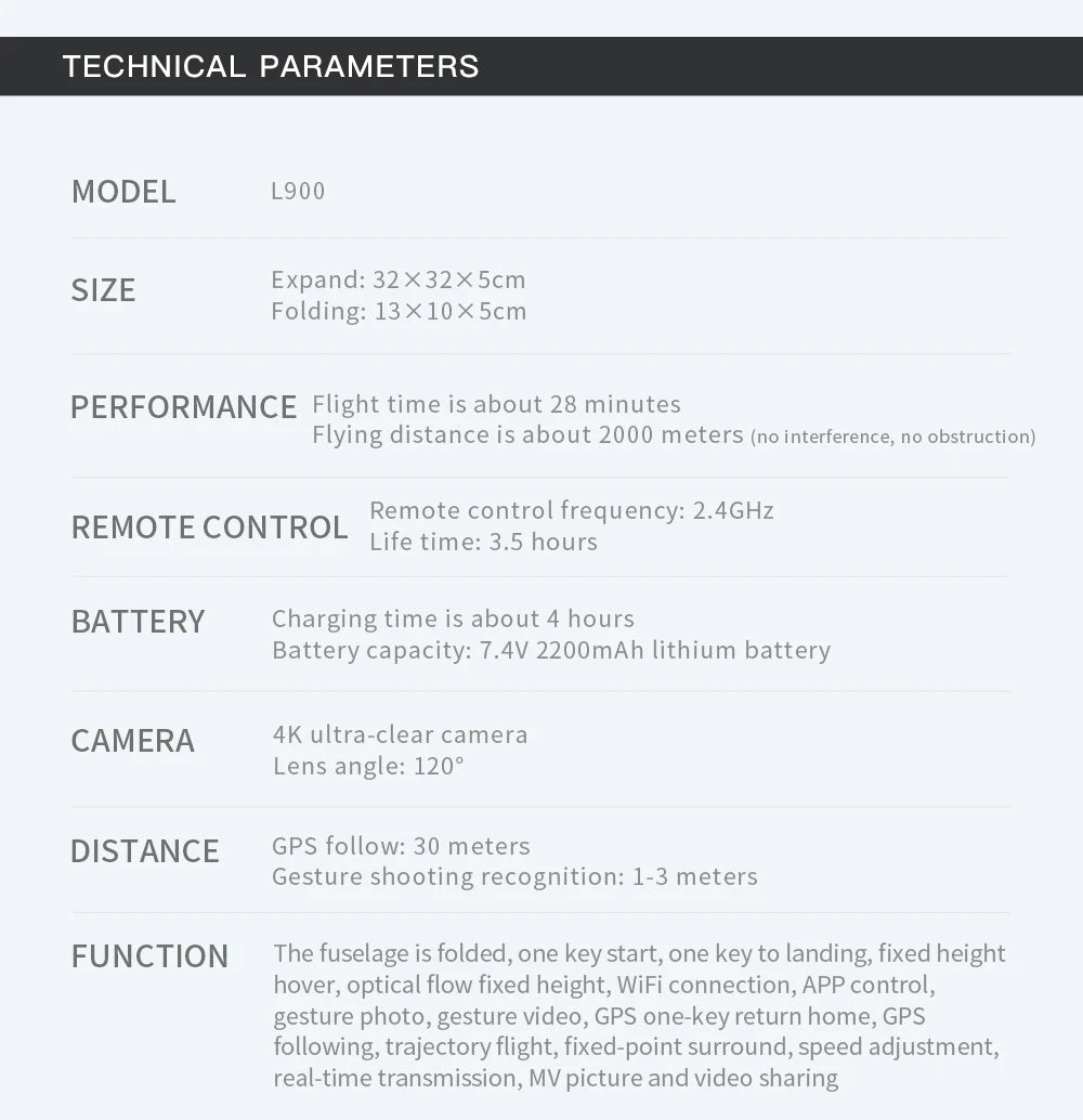 LYZRC Drone L900 Pro 4K Professional 5G GPS HD Dual Camera Photography Brushless Foldable Quadcopter RC Distance 1.2KM Rc Drones