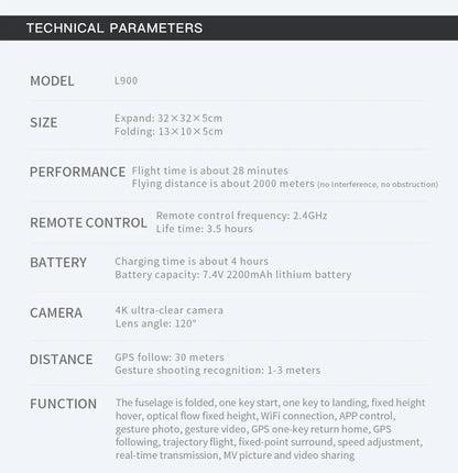 LYZRC Drone L900 Pro 4K Professional 5G GPS HD Dual Camera Photography Brushless Foldable Quadcopter RC Distance 1.2KM Rc Drones
