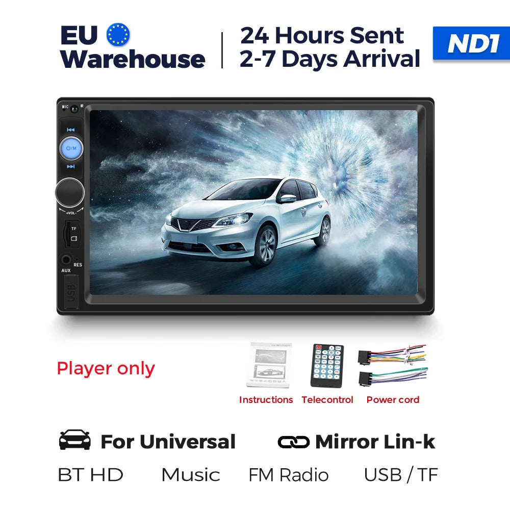7 Inch HD Touch Screen Intelligent System Car Radio Multimedia Player For Universal Autoradio MP5 Camera TF Card Mirror Link USB