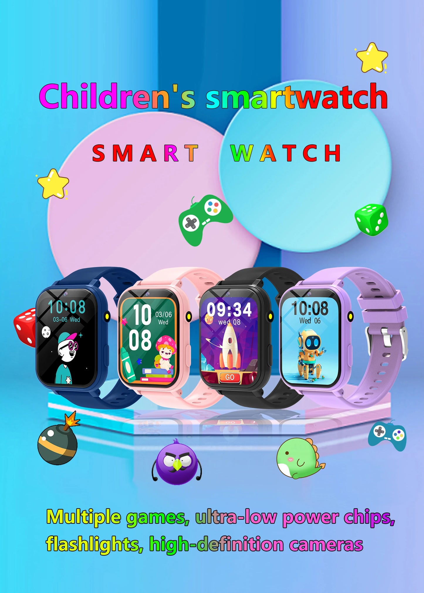 New Fashion Smart Watch For Children Games HD Screen Camera Flashlight Sleep Monitor Alarm Kids Birthday Holiday Gift Boy Girl