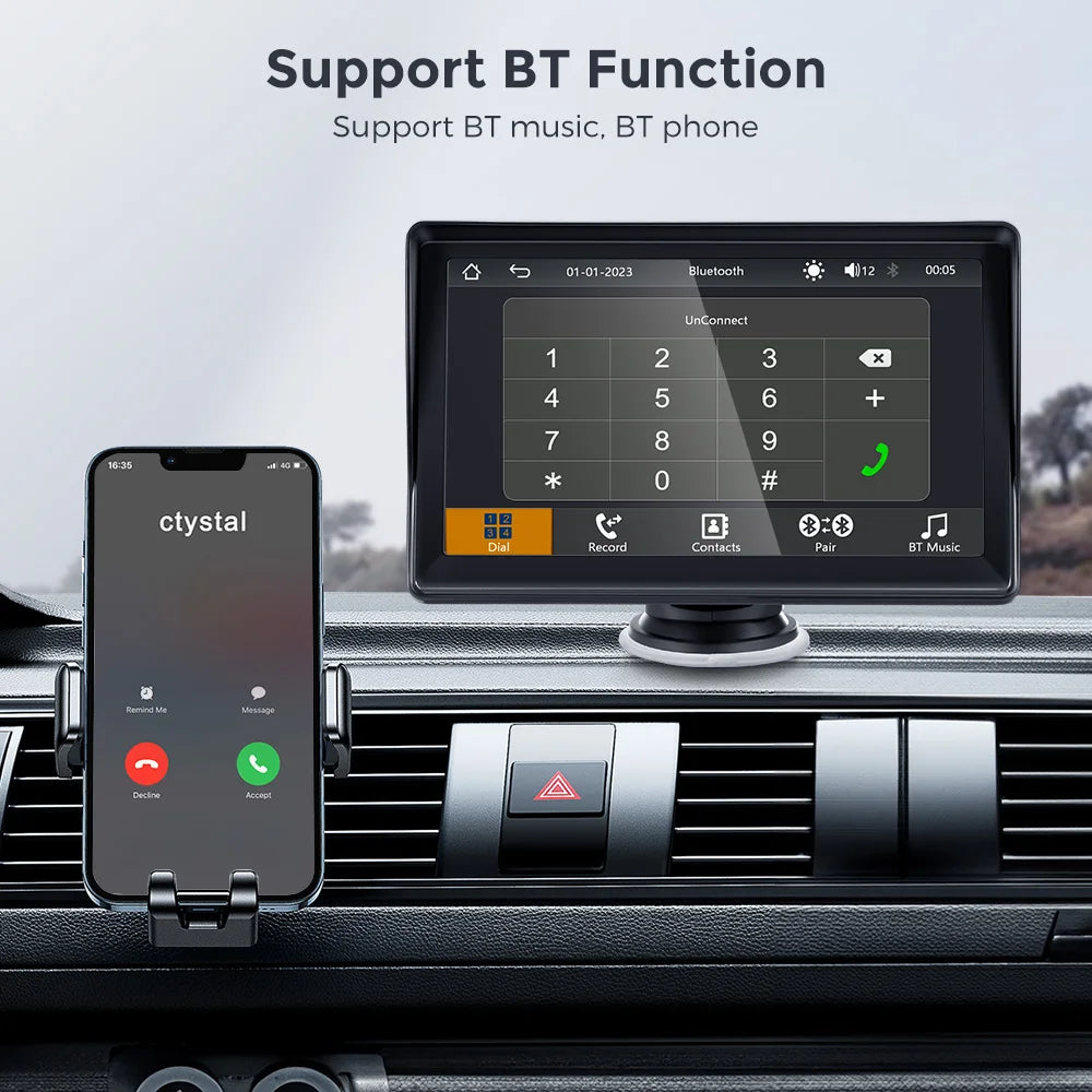 Wireless carplay android auto Portable Car Radio Multimedia Video Player Universal 7 inch Touch Screen With FM Rear View Camera