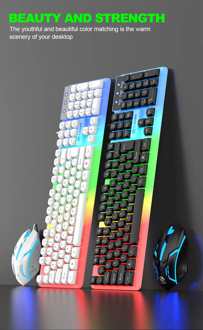 GTX350 Gaming Keyboard Mouse Combos Computer Laptop Backlight Gamer Kit LED Wired Usb Keyboard GTX350 Set-Black