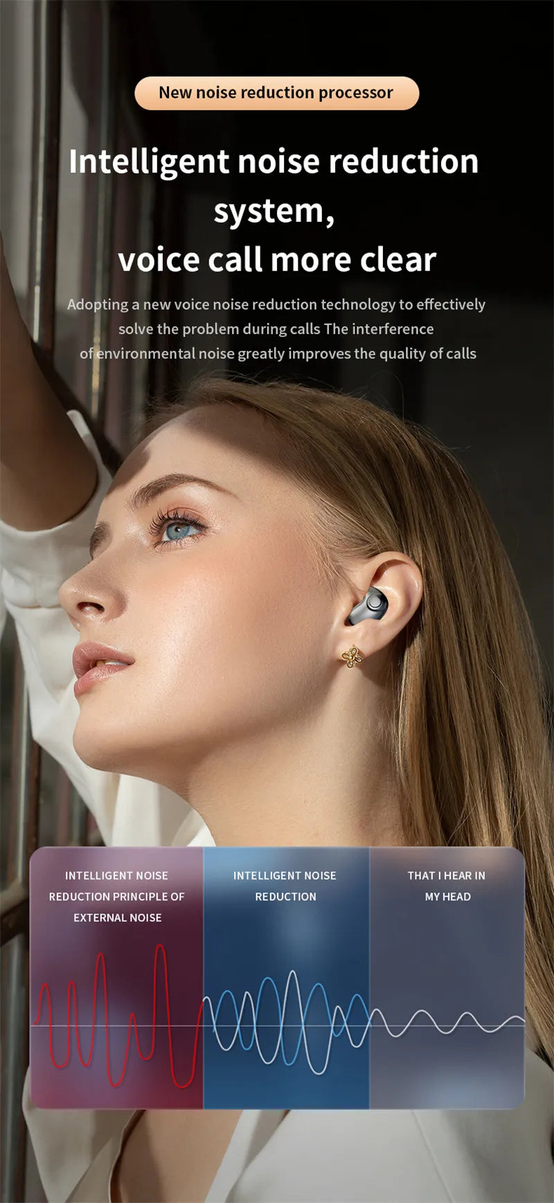 Invisible Earbuds Sleep Headphones Bluetooth 5.3 Noise Reduction Earbuds TWS Wireless Headsets Sport Stereo Earphones for Phone