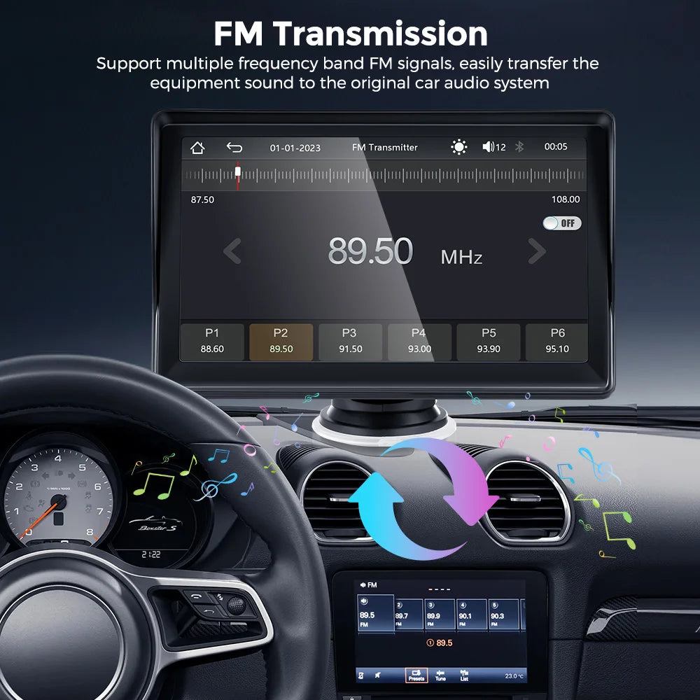 Wireless carplay android auto Portable Car Radio Multimedia Video Player Universal 7 inch Touch Screen With FM Rear View Camera