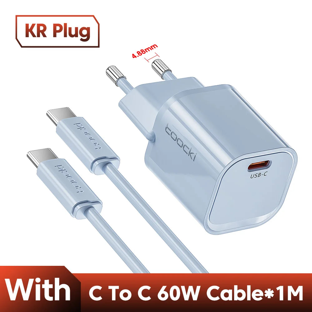 Toocki 20W Type C GaN Charger PD QC 3.0 Quick Charge USB Type C Phone Charger For iPhone 15 14 13 12 11 Pro Max iPad Charging