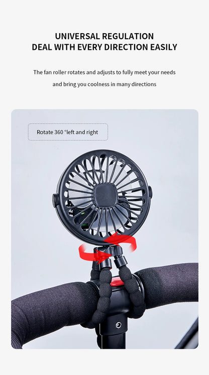 New Multifunctional Childrens Stroller Mini Fan Portable USB Charging Small Fan Mobile Phone Holder Outdoor Handheld Octopus Fan