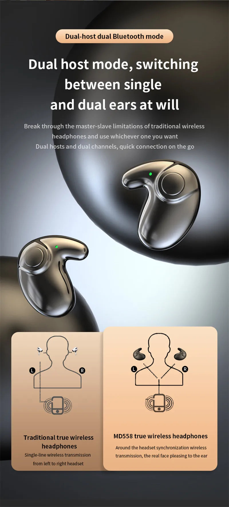 Invisible Earbuds Sleep Headphones Bluetooth 5.3 Noise Reduction Earbuds TWS Wireless Headsets Sport Stereo Earphones for Phone