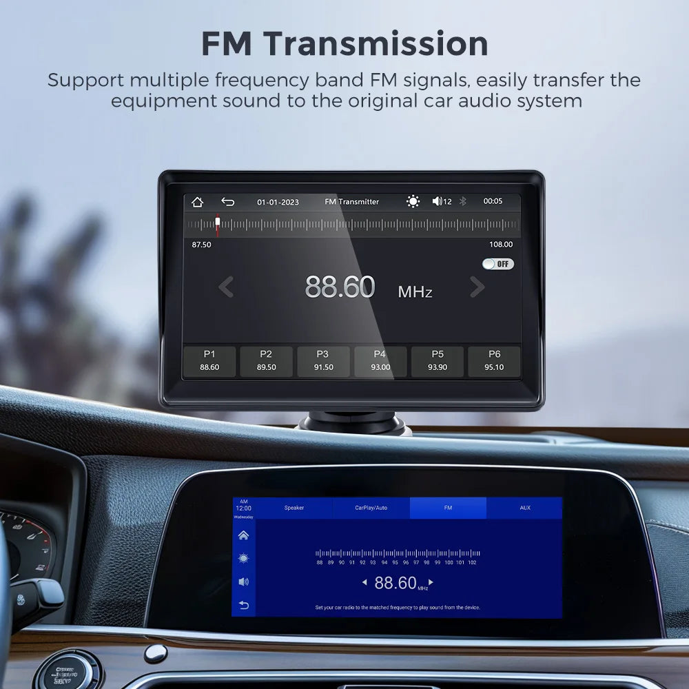 Wireless carplay android auto Portable Car Radio Multimedia Video Player Universal 7 inch Touch Screen With FM Rear View Camera