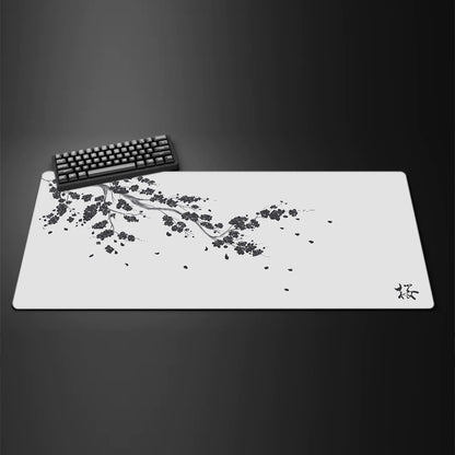 Black Sakura Gaming Mouse Pad Kawaii Purple Desk Mat Large Office Carpet Accessories Cherry Blossom Mousepad Gamer Computer Mats