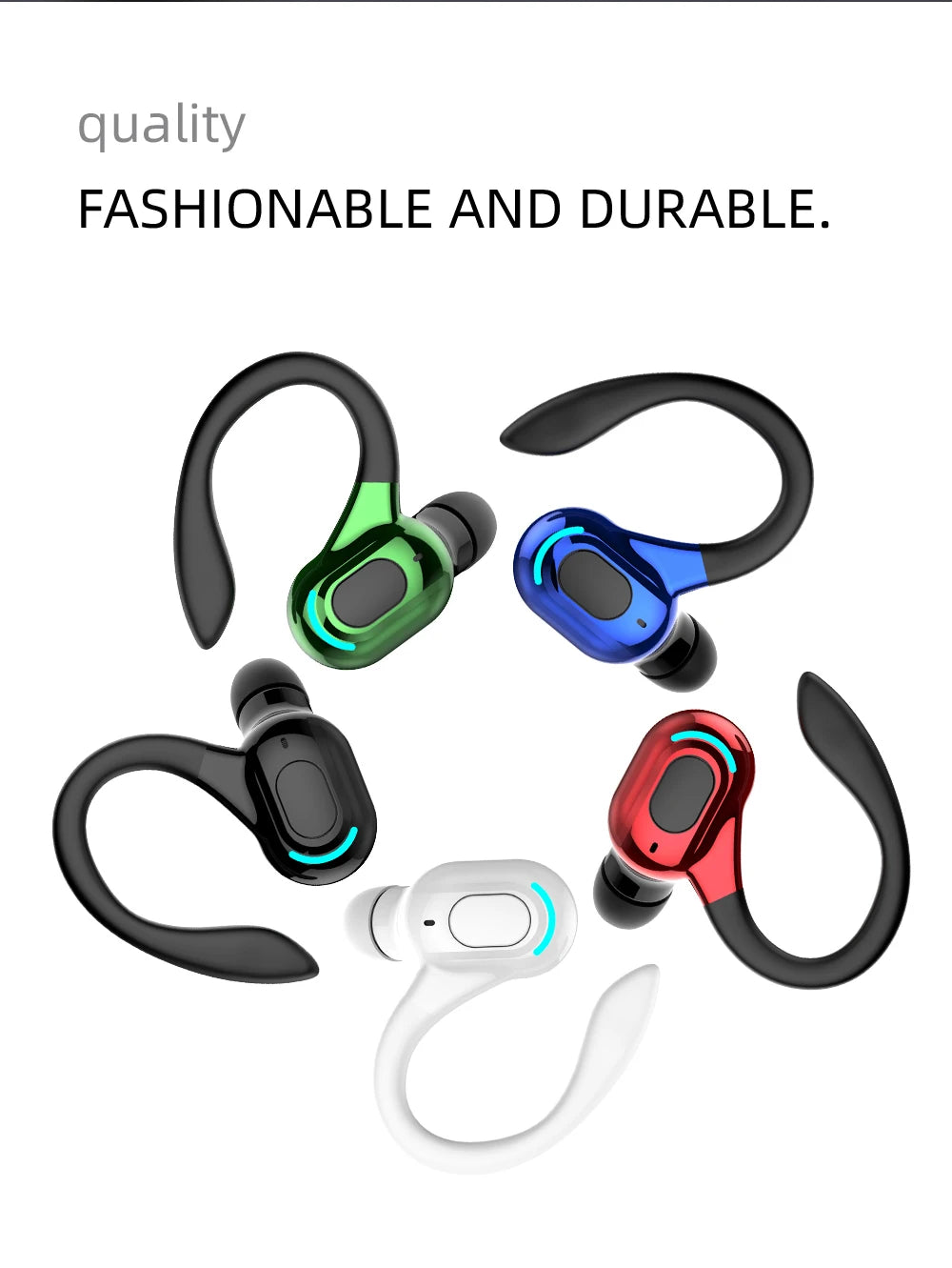 Bluetooth 5.2 Earphone Waterproof Wireless Headphones with Mic Mini Ear Hooks HiFi Stereo Music Earbuds for Phone