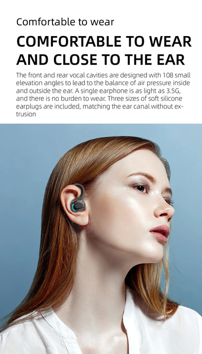 Bluetooth 5.2 Earphone Waterproof Wireless Headphones with Mic Mini Ear Hooks HiFi Stereo Music Earbuds for Phone