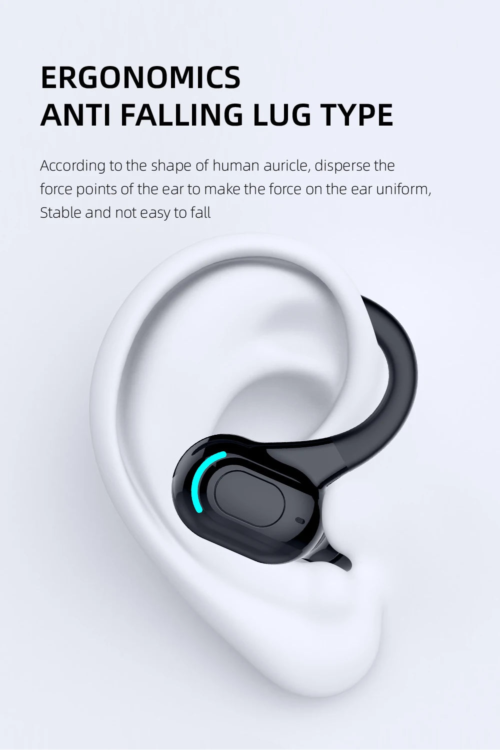 Bluetooth 5.2 Earphone Waterproof Wireless Headphones with Mic Mini Ear Hooks HiFi Stereo Music Earbuds for Phone
