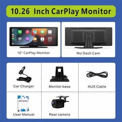 Pionray 10.26” Universal CarPlay Android Auto Car Radio Multimedia Video Player IPS Touch Screen With AUX USB Rearview Camera
